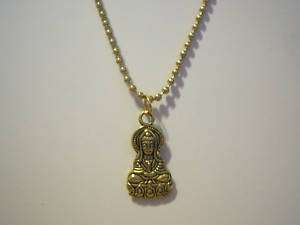 Gold Plated Sakyamuni Buddha Brass Ball Chain Necklace  