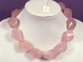 Necklace Rose Pink Quartz 34mm Lantern Facet 925 L  