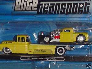 1957 CHEVY FLATBED with 1936 CHEVY PICKUP 164 YELLOW  