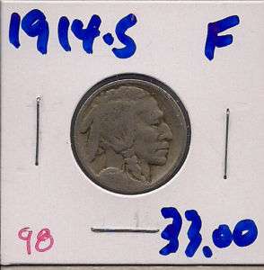 1914 S Buffalo Nickel Fine #98  