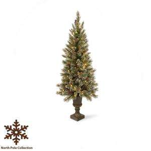 Martha Stewart Living 6 ft. Pre Lit Potted Sparkling Pine Tree Clear 
