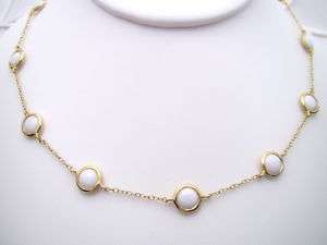IPPOLITA Yellow Gold & White Agate Lollipop Chain Necklace 17 NEW $ 