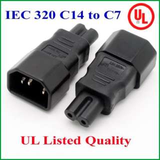 IEC 320 C14 to C7 adapter, IEC C7 to C14 AC adapter  