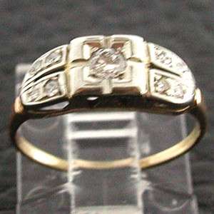   Yellow Gold Vintage Artistic Design Art Deco Diamond Pinky Ring  
