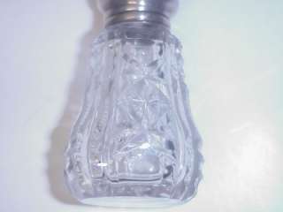 ANTQIUE CUT GLASS CRYSTAL SALT SHAKER STERLING TOP  