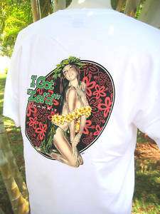Hawaiian White Men T shirt I Got Leid Sexy Hula Girl  