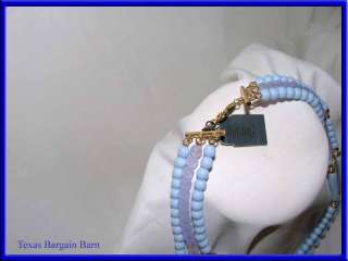   NECKLACE~Blue Bead 3 Strand Chocker NWT   Pearl/Costume Jewelry  