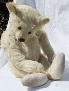 So Beautiful Antique White Mohair 21 Steiff Teddy Bear With Button 