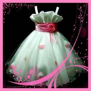 SZ 8 10 Pink Wedding Party Communion Flower Girls Dress  