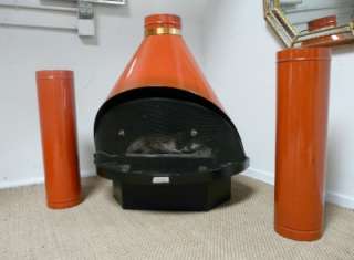 MID CENTURY MODERN FIREPLACE ORANGE RED CONE 60s EAMES KNOLL NEUTRA 