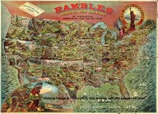 1886 UNUSUAL KITSCH SCHOOLHOUSE MAP UNITED STATES  
