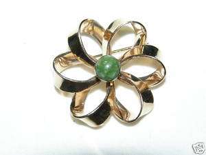 Vintage 4 Winard 12K GF & Jade Brooch/Pin  