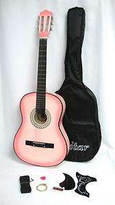 38 Beginners Pink Acoustic Guitar W/ All Extras  