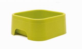 DOG DISH WATER FOOD BOWL SQUARE LIME SILICONE GREEN  