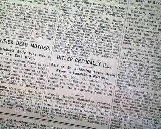 Early ADOLPH HITLER Near Death ? King Tut1923 Newspaper  