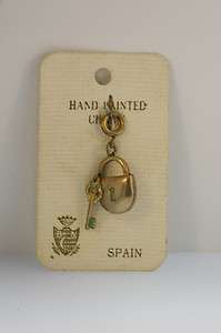 VITG HANDCRAFTED SPAIN COPPER LOCK AND KEY CHARM, ORIGINAL CARD 