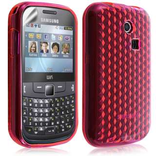 Housse coque gel damier transp Samsung Chat 335 S3550 couleur rose 