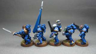 Warhammer 40K painted Space Marine Command Squad  