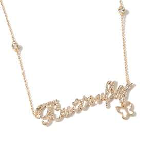 Mariah Carey Butterfly Nameplate 15 3/4 Crystal Station Necklace at 