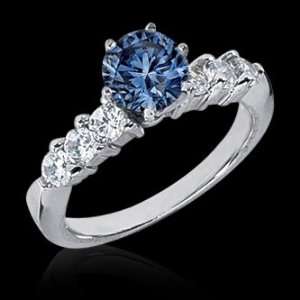   98 ct. blue & white diamonds anniversary ring gold 