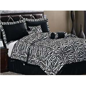 Pcs Flocking Zebra Satin Bed In A Bag Comforter Set Queen Purple/Black ...