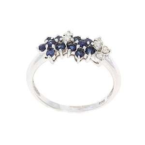   White Gold Genuine Blue Sapphire and Diamond Ring Size 6.75 Jewelry