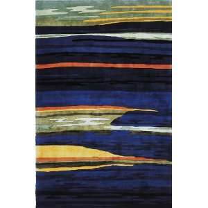  Momeni New Wave Navy Blue Stripes Contemporary 26 x 14 