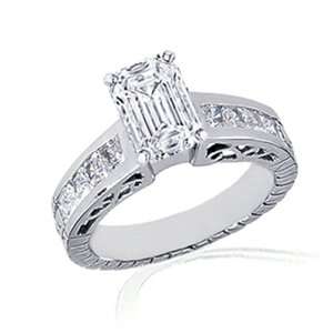   80 Ct Emerald Cut Diamond Engagement Ring 14K SI1 G IGI CUT VERY GOOD