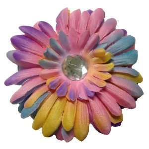 Pink Rainbow 4 Large Gerbera Daisy Flower Hair Clip Hair Accessories 