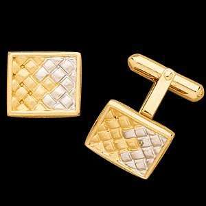 Genuine St. Anton Cufflinks. 14K Yellow Gold/White Gold Two Tone Cuff 