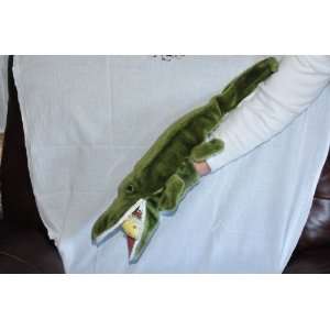 26 Green Plush Alligator Hand Puppet with zipper mouth and a plush 
