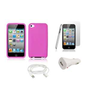  iPod Touch 4 Silicone Case   Hot Pink + Screen Protector 