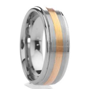 mm Mens Tungsten Carbide Rings Wedding Bands Raised Center with Gold 