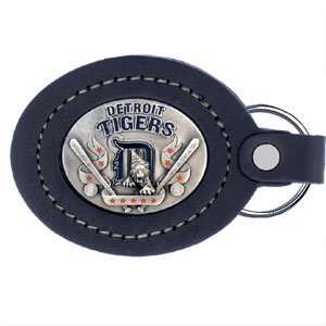  Detroit Tigers Large Leather/Pewter Key Ring   MLB Baseball 