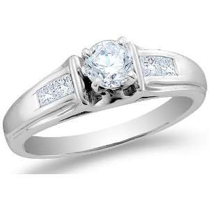   Engagement Ring   Solitaire Setting w/ Channel Set Round & Princess