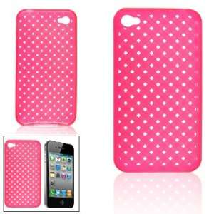 Soft Plastic Woiven Pattern Shield Cover Case Shocking Pink for Iphone 