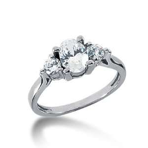  1.05 Ct Diamond Engagement Ring Round Prong Three Stone 