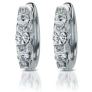 18k White Gold Round Diamond Pave Hoop Earrings (3/4 cttw, H I Color 