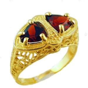   Art Deco Style 1.80cttw Trillion Mozambique Garnet Ring, Sz 6 Jewelry