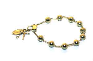 18K Solid Gold Rosary Bracelet (8mm Ball, 16Gram,7.5inch)  