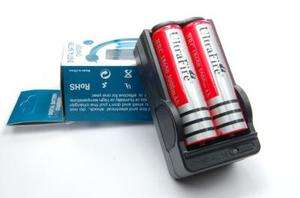 2x 18650 3000mAh Rechargeable Torch Battery And Charger  