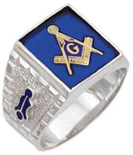   Silver or Vermeil (Gold Plated) Masonic Freemason Mason Ring  