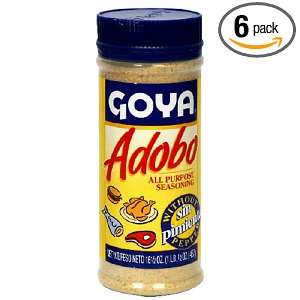 Goya Adobo sin Pimiento (without Pepper), 8 Ounce Units (Pack of 6)
