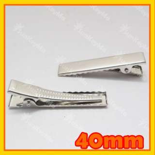 50 X 40MM Alligator Clips Teeth Hair prong Silver HC010  