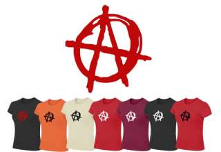 ANARCHY Symbol revolution punk emo women ladies T Shirt  