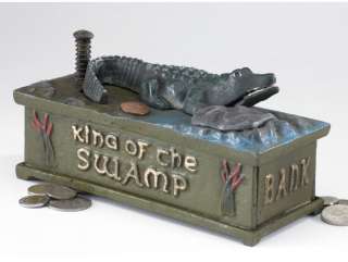   Foundry Iron King of the Swam Alligator Mechanical Coin Bank  