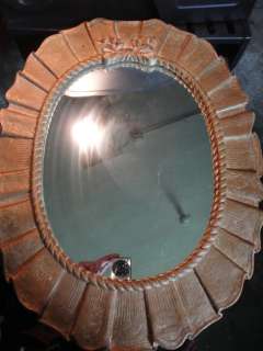 Antique Mirror   Oval Syroco Wood Frame  