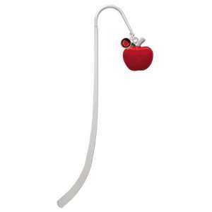 Large Apple Silver Plated Charm Bookmark with Siam 