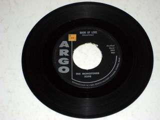 45 RPM The Monotones BOOK OF LOVE Argo  