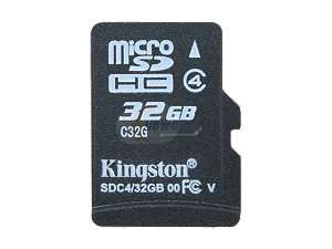    Kingston 32GB Micro SDHC Flash Card Model SDC4/32GBSP
